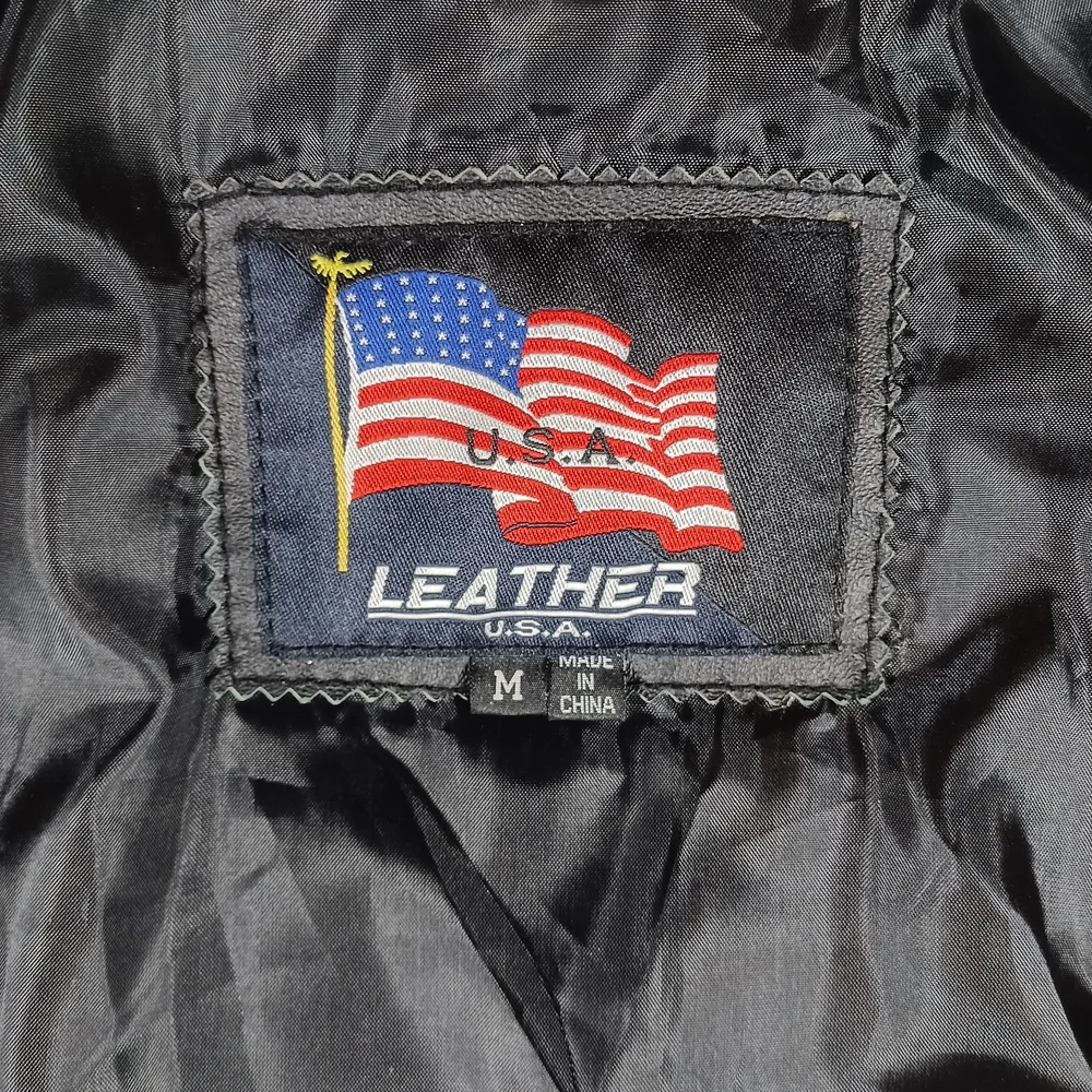 Vintage USA American Flag Leather Jacket - Picture 9 of 12